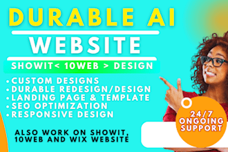 design and revamp durable ai website 10web, showit website build durable website