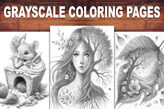 create professional grayscale coloring pages for adults