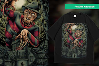 draw dark art, horror, halloween for merchandise
