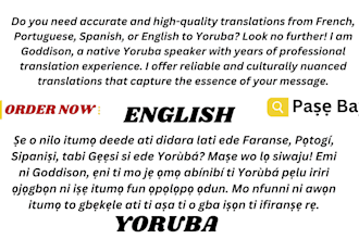 translate french portuguese spanish english to yoruba any language of yours