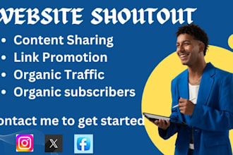 promote, share link, shoutout website to 90m x ,yt, ig, fb , tiktok audience