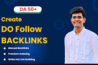 offer da 50plus dofollow backlinks for powerful offpage SEO
