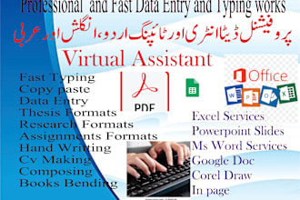 do data entry and typing in arabic, urdu, and english  etc