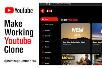 develop a youtube clone website professionally