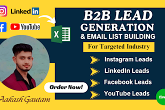 do b2b leads generation linkedin, instagram, youtube email list building