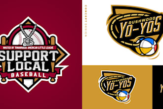 design mascot, cartoon or sports logo for club, team, t shirts, merch apparel