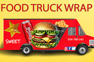 design professional food truck wrap, truck wrap design