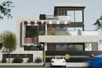 create high quality home exterior 3d modeling and rendering