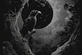 design an dark illustration with engraving approach