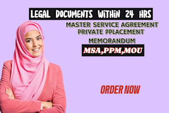 draft ppm, msa, sale purchase agreement for your business