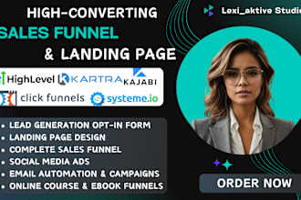create sales funnel, landing page in systeme io clickfunnels gohighlevel, kajabi