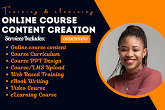 do web based online course content, lesson plan, video creation training manual