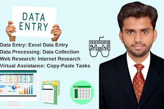 do data entry, web research, convert pdf to word, ms, excel data entry