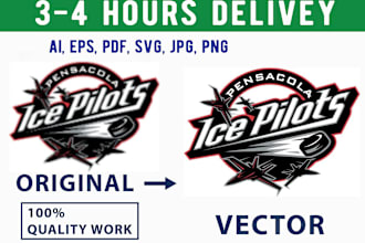 do vector tracing, redraw, ai, PSD, eps, png, svg, PDF