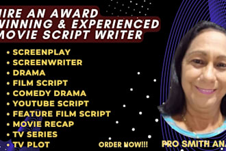 write movie script, youtube script, screenplay, screenwriting tv series literary