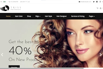 design hair extension shopify store wig website or dropshipping beauty store