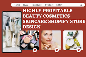 design beauty cosmetic website skincare shopify store make up dropshipping store