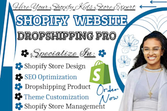 shopify dropshipping store, shopify website, stan store, kids store design