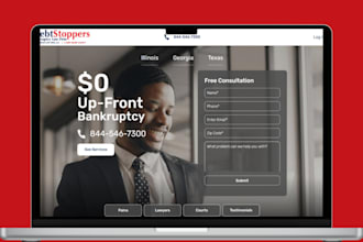 design debt relief website debt settlement website debt relief landing page