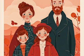 draw a vector art family portrait