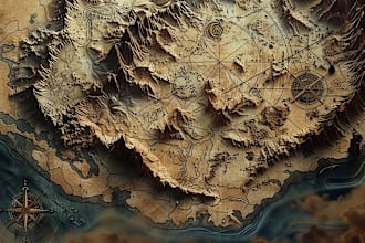 draw artistic fantasy map, sci fi map for you
