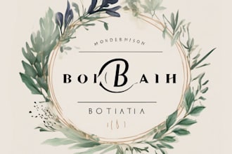 design modern botanical boho logo design with branding