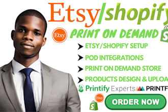 setup etsy shopify print on demand with printful printify gelato shineon store