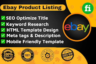 do ebay listing ,ebay SEO , design ebay store