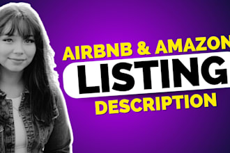 write seo airbnb and amazon listing description with account management