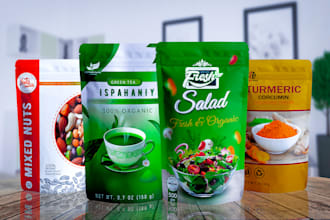 design unique pouch packaging, tea pouch, mylar pouch or food packaging