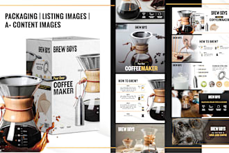 design product packaging, amazon listing and a plus content for your product