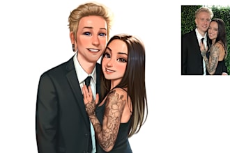 draw a beautiful couple portrait