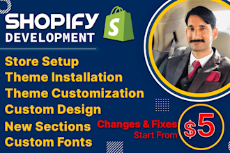 create shopify store, redesign or customize shopify website
