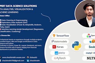 do data analysis eda data science machine learning, in python power bi excel sql