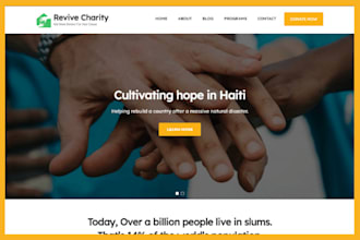 design charity, ngo, nonprofit website, with donation features,