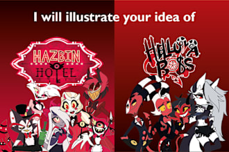 illustrate your idea of hazbin hotel and helluvaboss