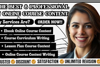 create ebook online course content, course curriculum creation, lesson plan