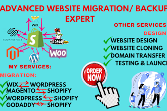 website migration wix to wordpress godaddy bigcommerce  woocommerce to shopify