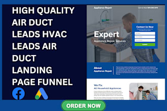 generate high quality air duct leads hvac leads via air duct landing page funnel