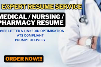 write medical resume, cover letter, linkedin optimization