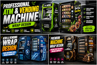 design professional atm machine, vending machine wrap design