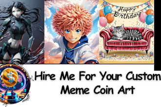 draw custom viral meme coin art character for your social media and website