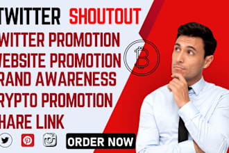do twitter shoutout and promotion on share link 100m ig,yt,website,fb,we,crypto