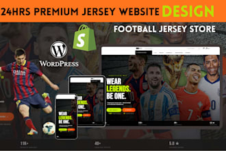 build 24hrs premium jersey website, football jersey shopify store, sport website