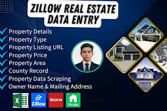 do zillow real estate data entry, web scraping and b2b leads