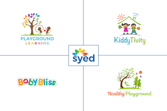design cute baby toy shop, child care, kids children school education brand logo