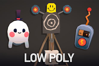 make stylized low poly 3d models assets for your game environment web animation
