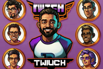 design custom twitch emotes, sub badges, chibi emote, emoji, stream overlay,cute