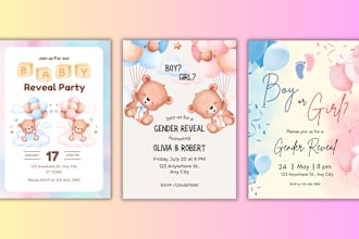 design a gender reveal invitation card
