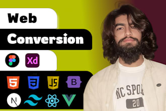 figma to react js, next js, psd to react, psd to html, using tailwind, bootstrap